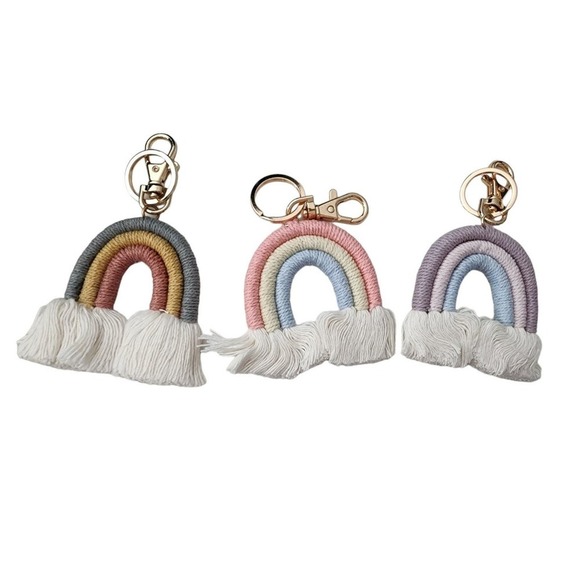Boho Rainbow Macrame Keychain Bundle 3 - Picture 1 of 4